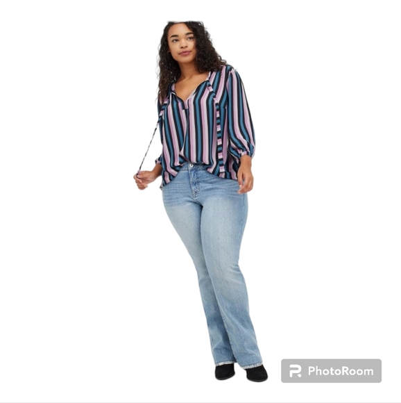 TORRID multi colour striped 3/4 sleeve tunic blouse - Picture 10 of 10